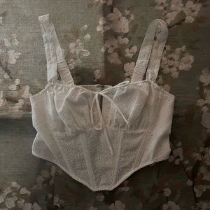 Cotton Candy LA White Corset Cropped Top